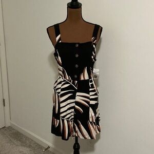 Nine West Black and White Tropical ROMPER
